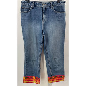 Boston Proper Denim Crop Jeans W/ Embroidered Hem Women's Size 10